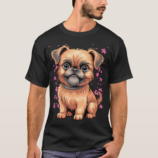 Cherry Blossom Moon - Sällskapshund Ras Bryssel T Shirt (Framsida)