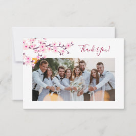 Cherry Blossom Photo Wedding Thank You Card Tack Kort