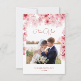 Cherry Blossom Photo Wedding Thank You Card Tack Kort