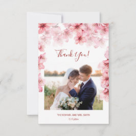 Cherry Blossom Photo Wedding Thank You Card Tack Kort