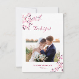 Cherry Blossom Photo Wedding Thank You Card Tack Kort