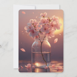 Cherry Blossom Postcard - Elegant Hand-Drawn Sakur Inbjudningar