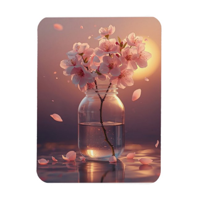Cherry Blossom Postcard - Elegant Hand-Drawn Sakur Magnet (Vertikal)