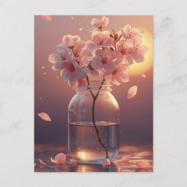 Cherry Blossom Postcard - Elegant Hand-Drawn Sakur Vykort
