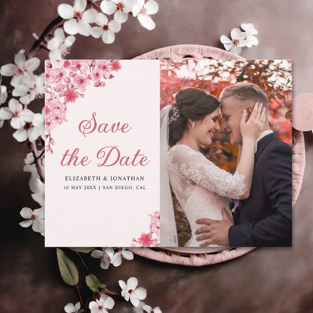 Cherry Blossom – Romantic Floral Wedding Vykort (Skapare uppladdad)