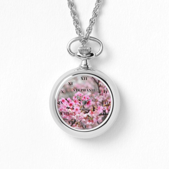 Cherry Blossom Rosa Blomma Sakura Vår  Armbandsur (Framsida)