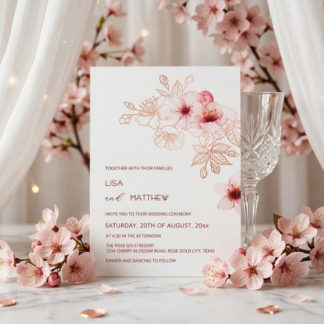 Cherry Blossom Rosa Vit Bröllop Inbjudningar (Skapare uppladdad)