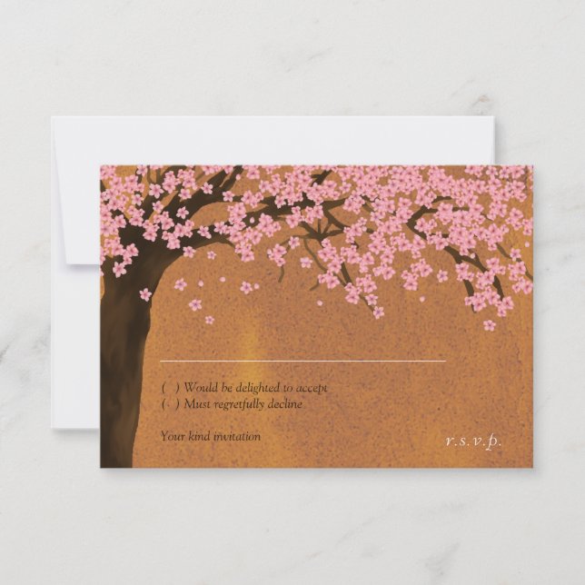 Cherry Blossom Sakura Akvarell (Solnedgång) RSVP OSA Kort (Framsida)