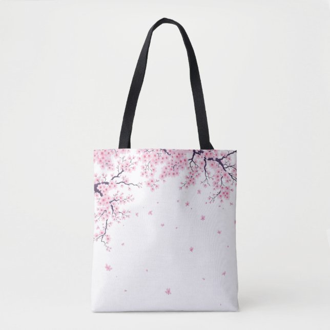 Cherry Blossom Sakura Japanese Art Tote Bag Tygkasse (Framsida)
