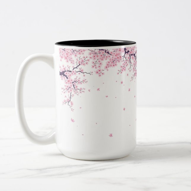 Cherry Blossom Sakura Japanese Art Tote  Två-Tonad Mugg (Vänster)
