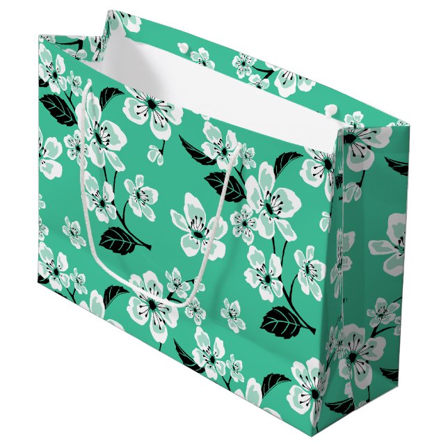 CHERRY BLOSSOM - SAKURA (MINT) Gift Bag (Framsidan Vinklad)