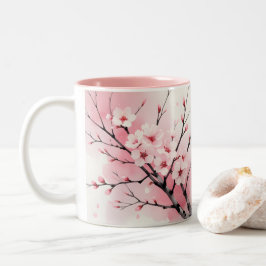 Cherry Blossom Sakura-mugg | Elegant Rosa Vattenfä Två-Tonad Mugg