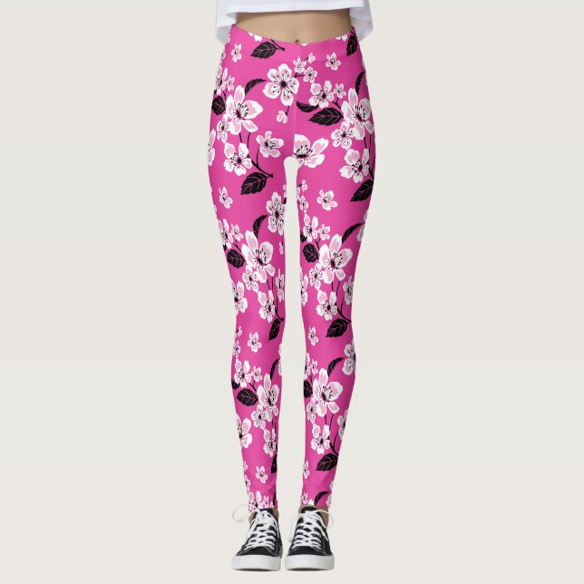 CHERRY BLOSSOM - SAKURA (PINK) LEGGINGS (Framsida)