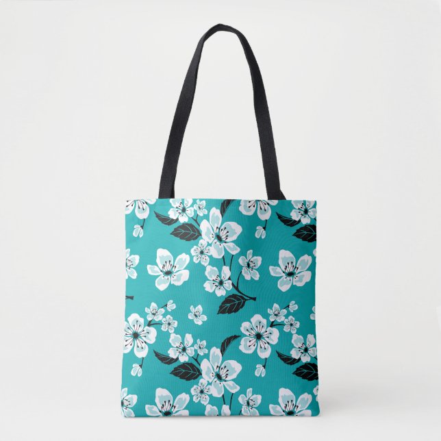 CHERRY BLOSSOM - SAKURA (TEAL) TYGKASSE (Framsida)