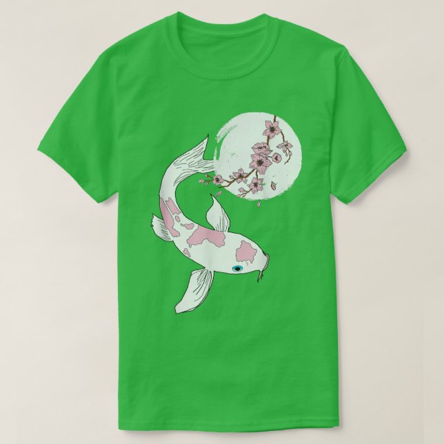 Cherry Blossom Sakura Tree Koi Carp Pink Flower Tr T Shirt (Design framsida)