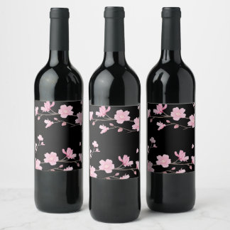 Cherry Blossom – Sakura Wine Bottle Label Vinflaska Etikett
