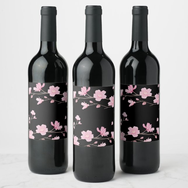 Cherry Blossom – Sakura Wine Bottle Label Vinflaska Etikett (Flaskor)