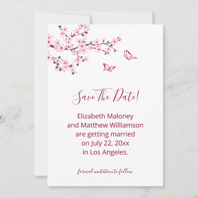 Cherry Blossom  Save The Date Card Spara Datumet (Framsida)