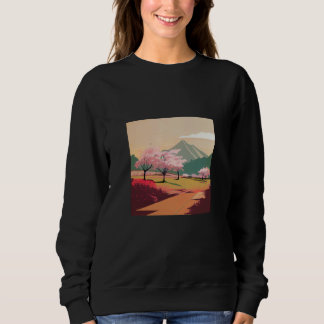 cherry blossom trees country side mountain minimal t shirt