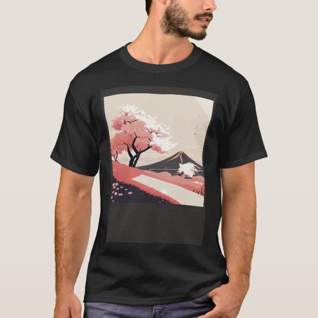 Cherry Blossom trees pink shades of countryside hi T Shirt (Framsida)