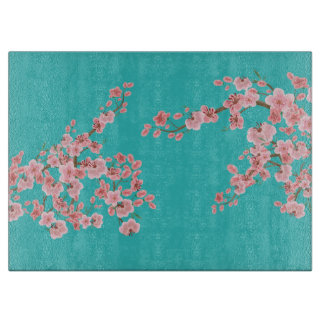 Cherry Blossom Watercolor Cutting Board 