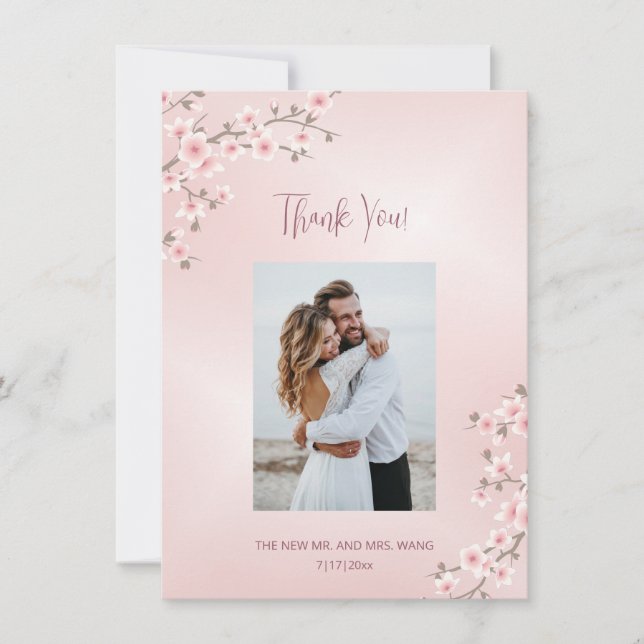 Cherry Blossom Wedding Thank You Tack Kort (Framsida)