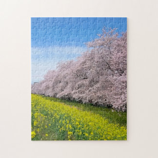 Cherry Blossoms and Yellow Flowers Pussel