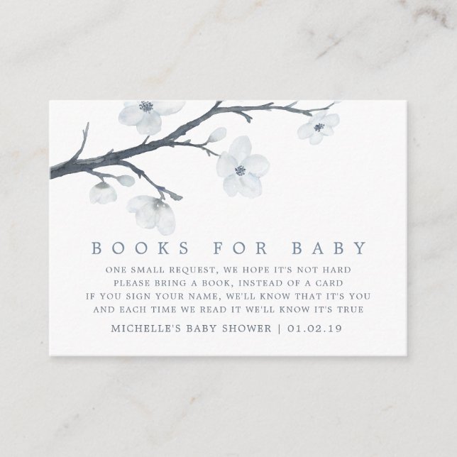 Cherry Blossoms Blommig Baby Shower Bok Begäran Tilläggskort (Framsida)