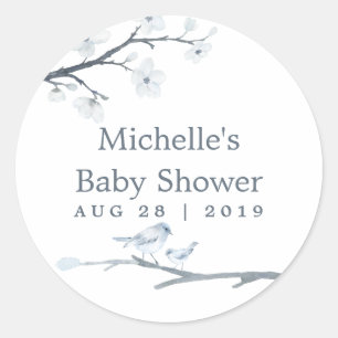 Cherry Blossoms Blommig Bebis Baby Shower Runt Klistermärke