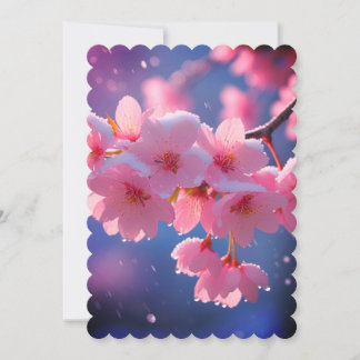 Cherry Blossoms in Snow Save the Date Card - Winte Spara Datumet