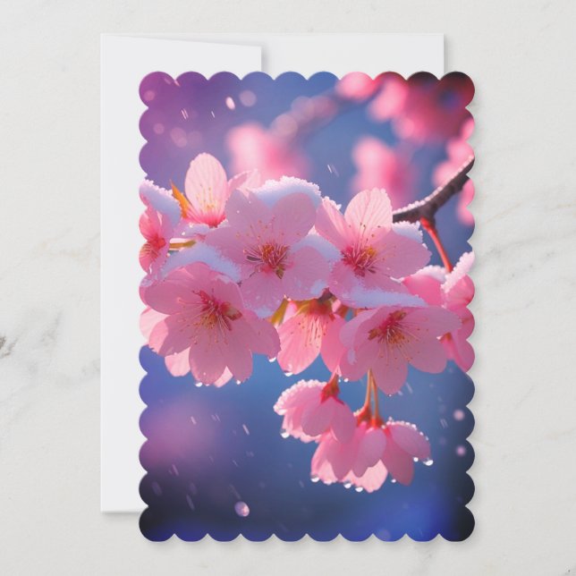 Cherry Blossoms in Snow Save the Date Card - Winte Spara Datumet (Framsida)