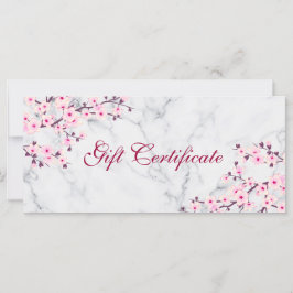 Cherry Blossoms Pink Gray Marble Gift Certificate