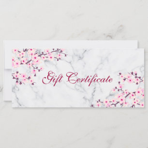 Cherry Blossoms Pink Gray Marble Gift Certificate