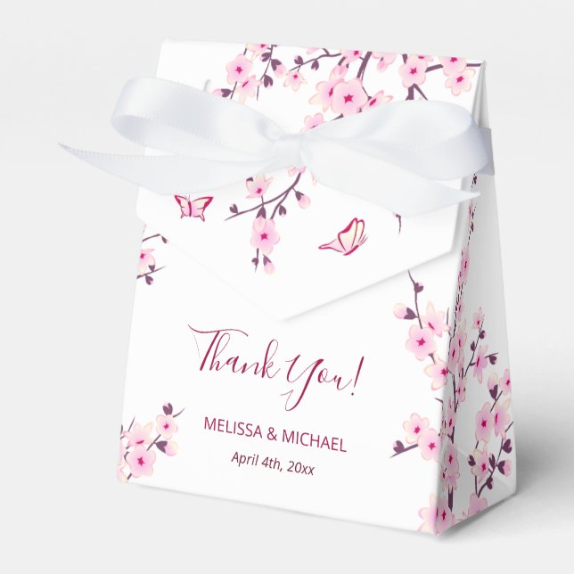 Cherry Blossoms Pink White Custom Wedding Presentaskar (Framsidan Sidan)