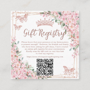 Cherry Blossoms Rose Gold Quinceanera QR-gåva  Tilläggskort
