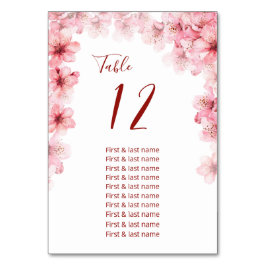 Cherry Blossoms Wedding Seating Chart Bordsnummer
