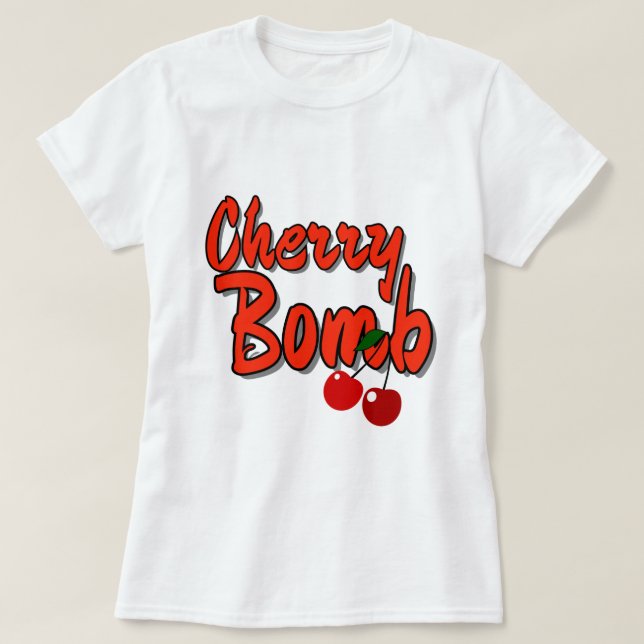 Cherry-bomben Retro Vintage Gamla Stil T Shirt (Design framsida)