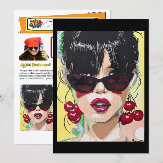 ‘Cherry Bombshell’-målning på ett litet tryck Inbjudningar (Fram/baksida)