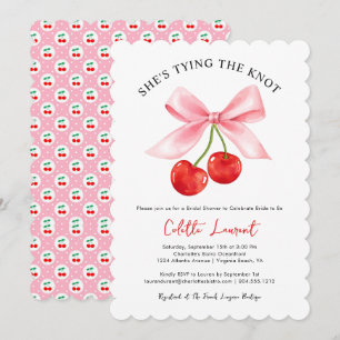 Cherry Bow Gifter sig Scalloped-Möhippa Inbjudningar