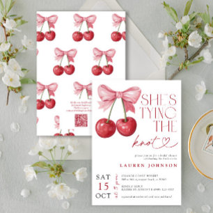 Cherry Bow Hon Gifter sig QR-Möhippa Inbjudningar