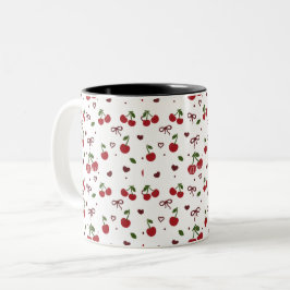Cherry & Bow Pattern Coffee Mug  Två-Tonad Mugg