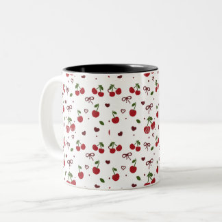 Cherry & Bow Pattern Coffee Mug Två-Tonad Mugg