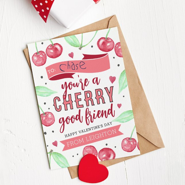 Cherry Bra Friend Classroom Valentine Day Card Inbjudningar (Skapare uppladdad)