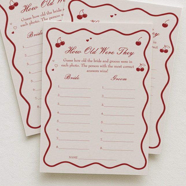 Cherry Bridal Shower Age Guessing Game Card Inbjudningar (Skapare uppladdad)