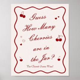 Cherry Bridal Shower Guess How Many Cherries Poster