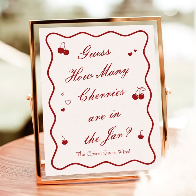 Cherry Bridal Shower Guess How Many Cherries Poster (Skapare uppladdad)