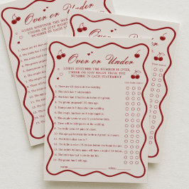 Cherry Bridal Shower Over or Under Game Card Inbjudningar