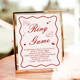 Cherry Bridal Shower Ring Game  Poster