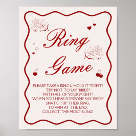 Cherry Bridal Shower Ring Game  Poster