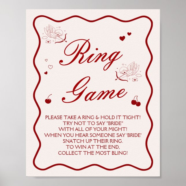 Cherry Bridal Shower Ring Game  Poster (Framsidan)
